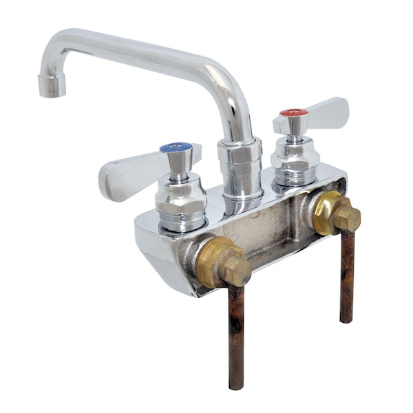 Bk Resources OptiFlow Solid Body Faucet, 10" swing spout, 4" O.C. shallow splash mount BKF-4SM2-10-G - main